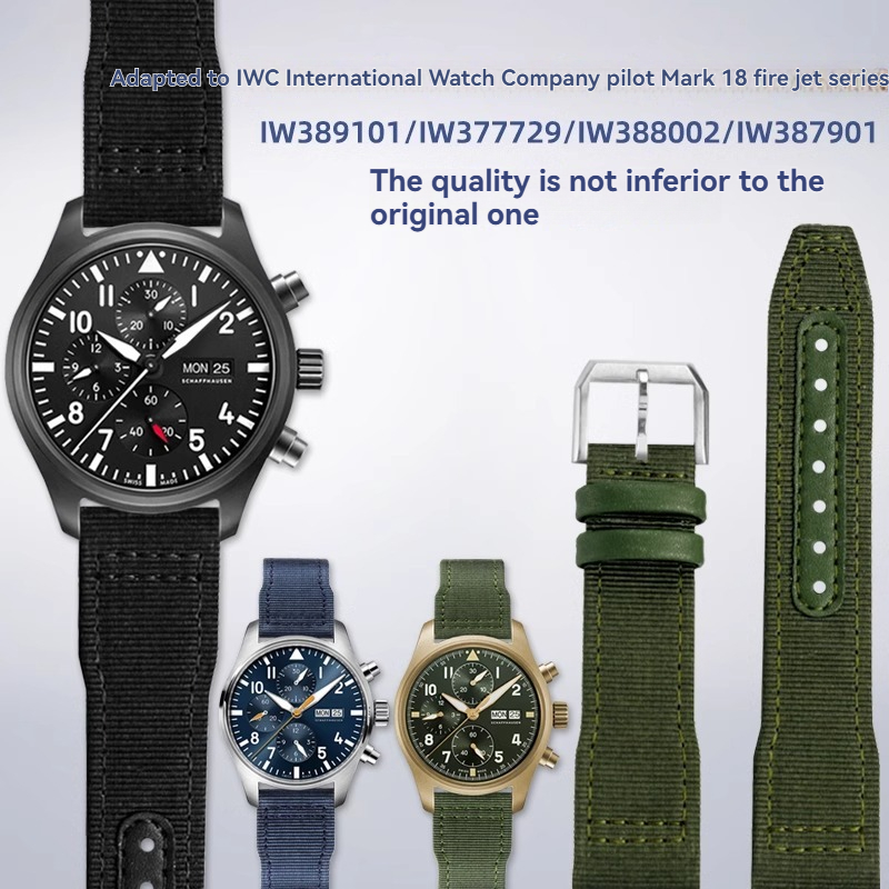 Leather Watch Band Men - Bracelet bleu-vert de haute qualité, pour