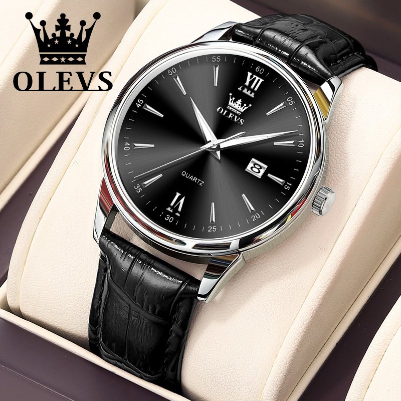 OLEVS-Montre à quartz pour hom - Leather Watch Band Men avis et prix